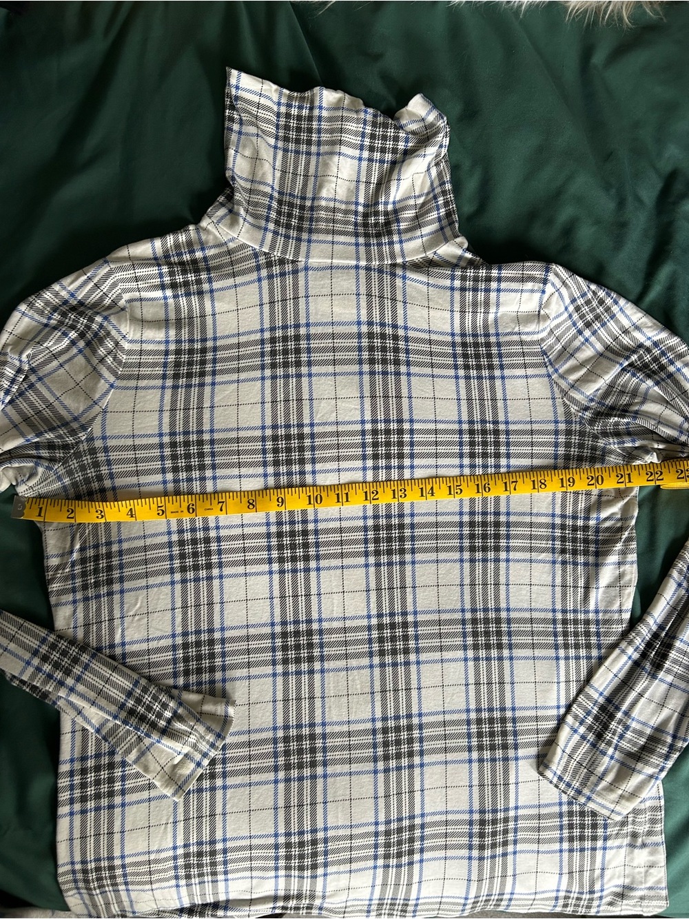 Talbots White Plaid Turtleneck Long-Sleeve Shirt with Blue & Gray Lines